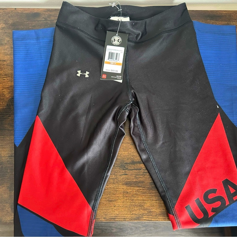 Under Armour Black and Red USA Graphic Leggings